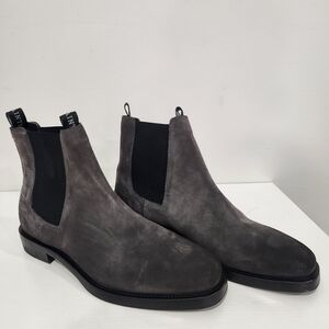 All Saints Charcoal Suede Chelsea Boots